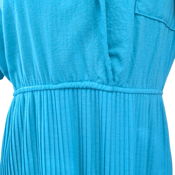 VINTAGE S.L. Petites Bold Color Pleated Pinup 80s Fashion Office Blouson Dress - Picture 3 of 7